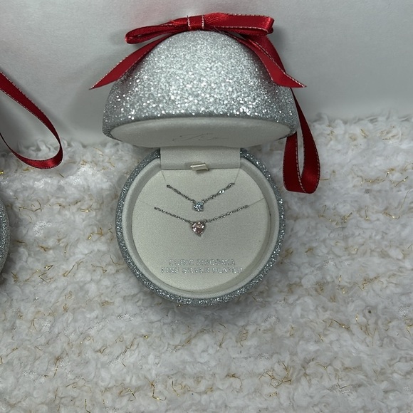 Joy Cubic Zirconia Fine Silver Plated double Necklace set - Picture 5 of 8